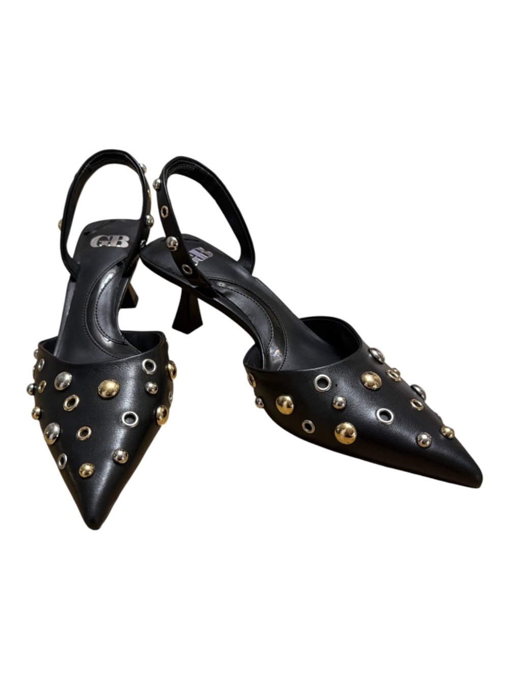 Gianni Bini GB Studded Slingback Kitten Heels Black Size 7M NWOB